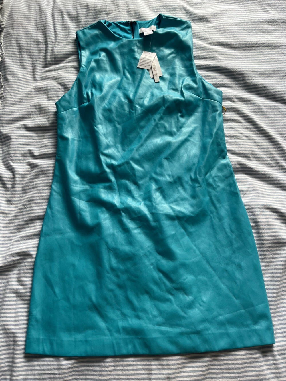 House of Harlow 1960 Cyan Blue Vegan Leather Dress